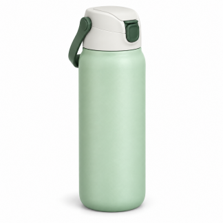 No Brand Flip-Lid Water Bottle — Mint — logo-free AI product illustration