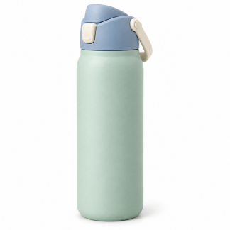 No Brand Flip-Lid Water Bottle — Seafoam — logo-free AI product illustration