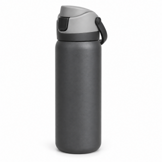 No Brand Flip-Lid Water Bottle — Charcoal — logo-free AI product illustration