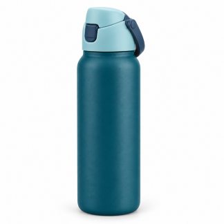 No Brand Flip-Lid Water Bottle — Ocean Teal — logo-free AI product illustration