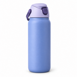 No Brand Flip-Lid Water Bottle — Periwinkle — logo-free AI product illustration