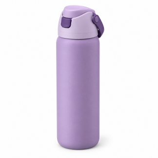 No Brand Flip-Lid Water Bottle — Orchid — logo-free AI product illustration