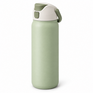 No Brand Flip-Lid Water Bottle — Pistachio — logo-free AI product illustration