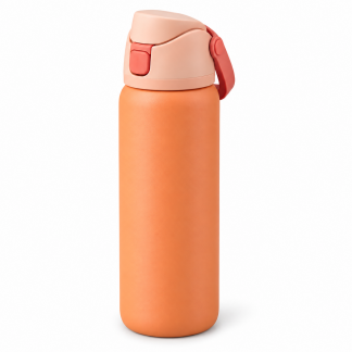 No Brand Flip-Lid Water Bottle — Papaya — logo-free AI product illustration