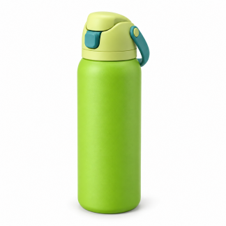 No Brand Flip-Lid Water Bottle — Lime — logo-free AI product illustration