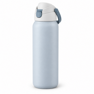 No Brand Flip-Lid Water Bottle — Glacier — logo-free AI product illustration