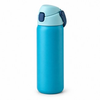 No Brand Flip-Lid Water Bottle — Turquoise — logo-free AI product illustration
