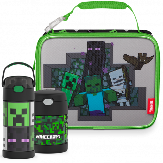 Thermos - Minecraft Bundle - Soft Lunch Box, 12oz FUNtainer® Bottle & 10oz FUNtainer® Food Jar