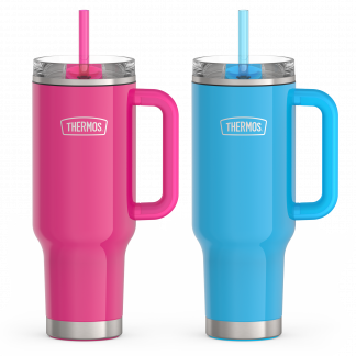 Thermos - 40oz Glossy Cup Holder Mug Bundle - Hot Pink & Bright Blue